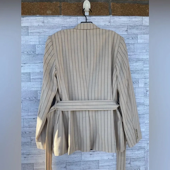 RALPH LAUREN BLACK LABEL Womens Pinstripe Work Two-Button Blazer size 14 - Picture 10 of 17